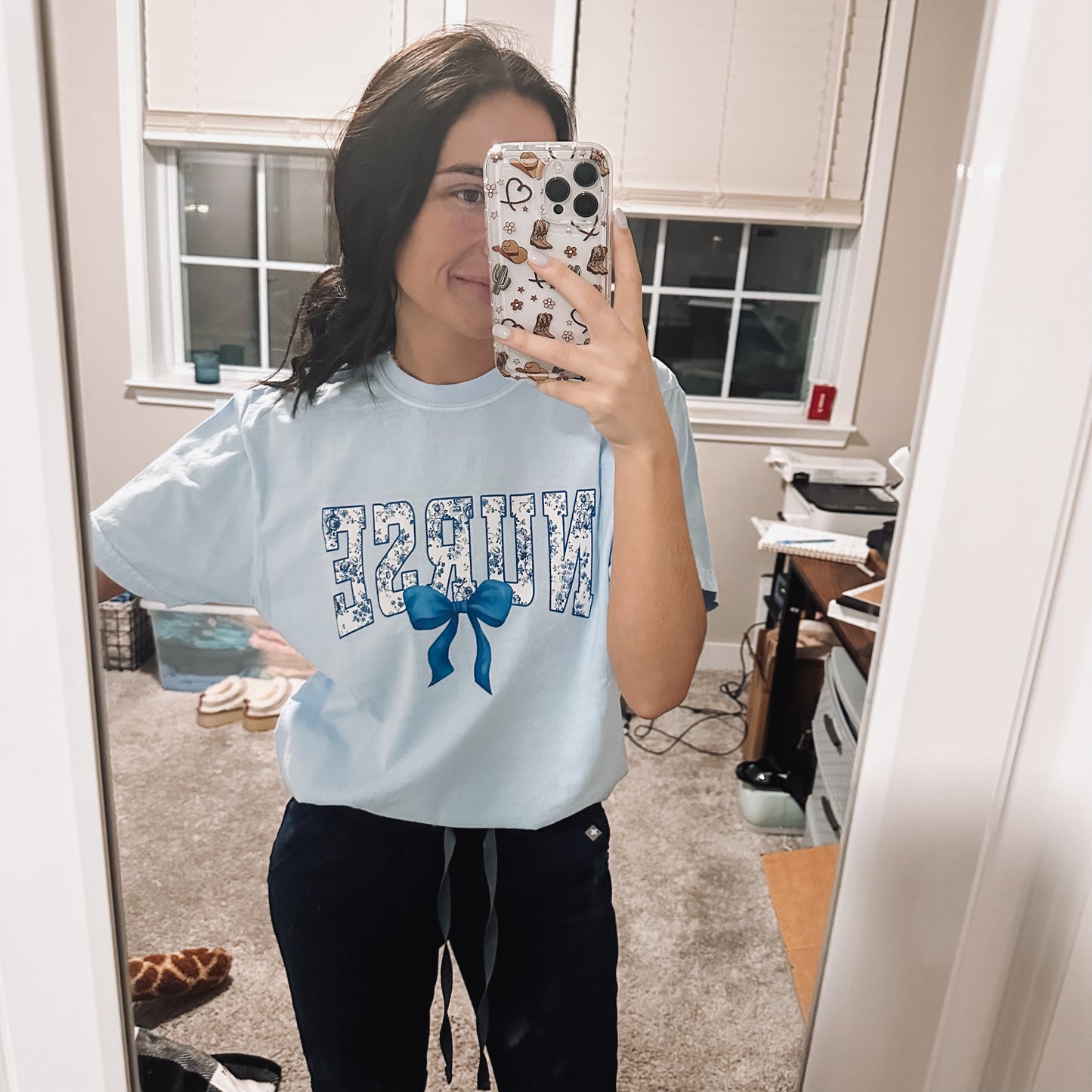 Nurse Blue Bow Tee