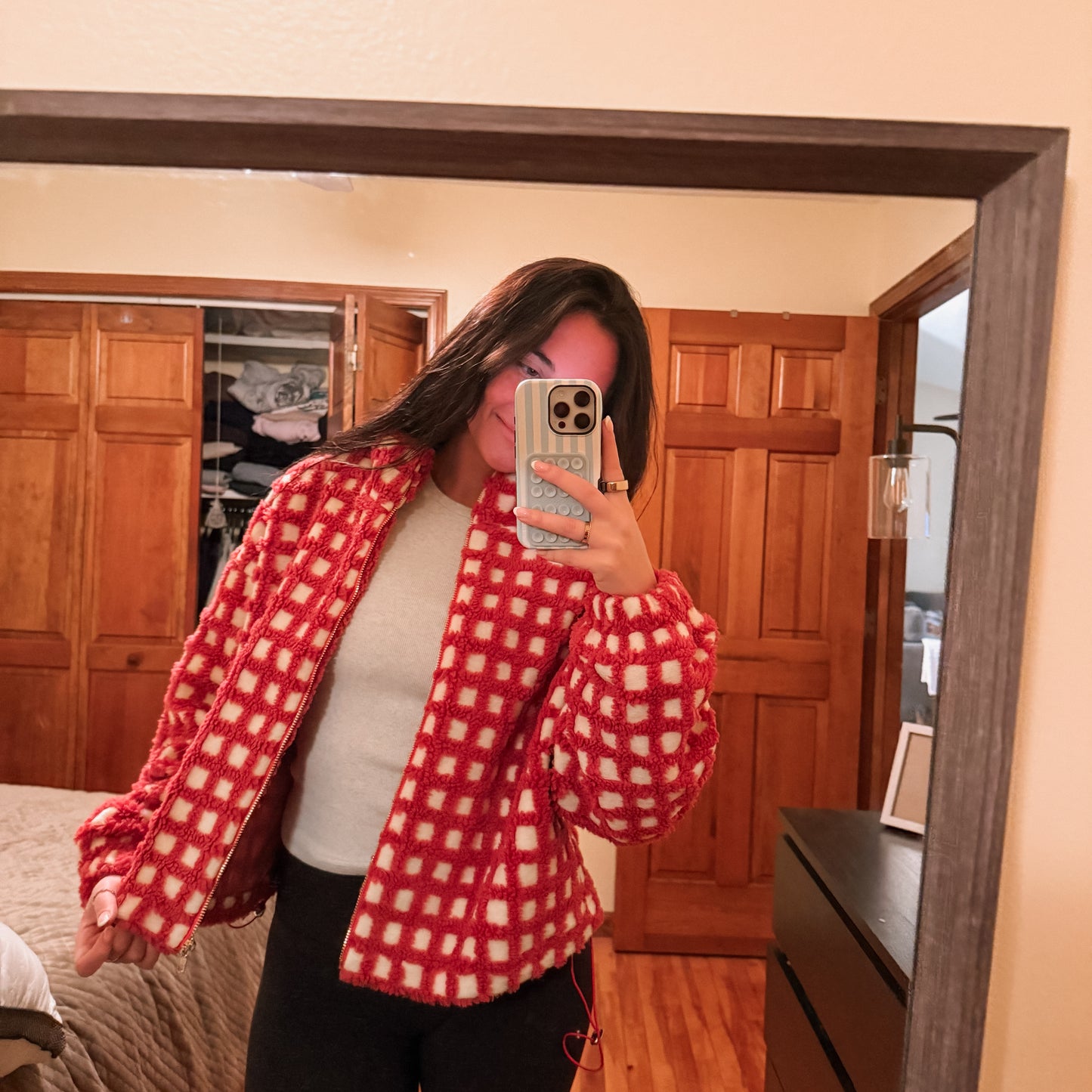 Red Velvet Checkered Sherpa