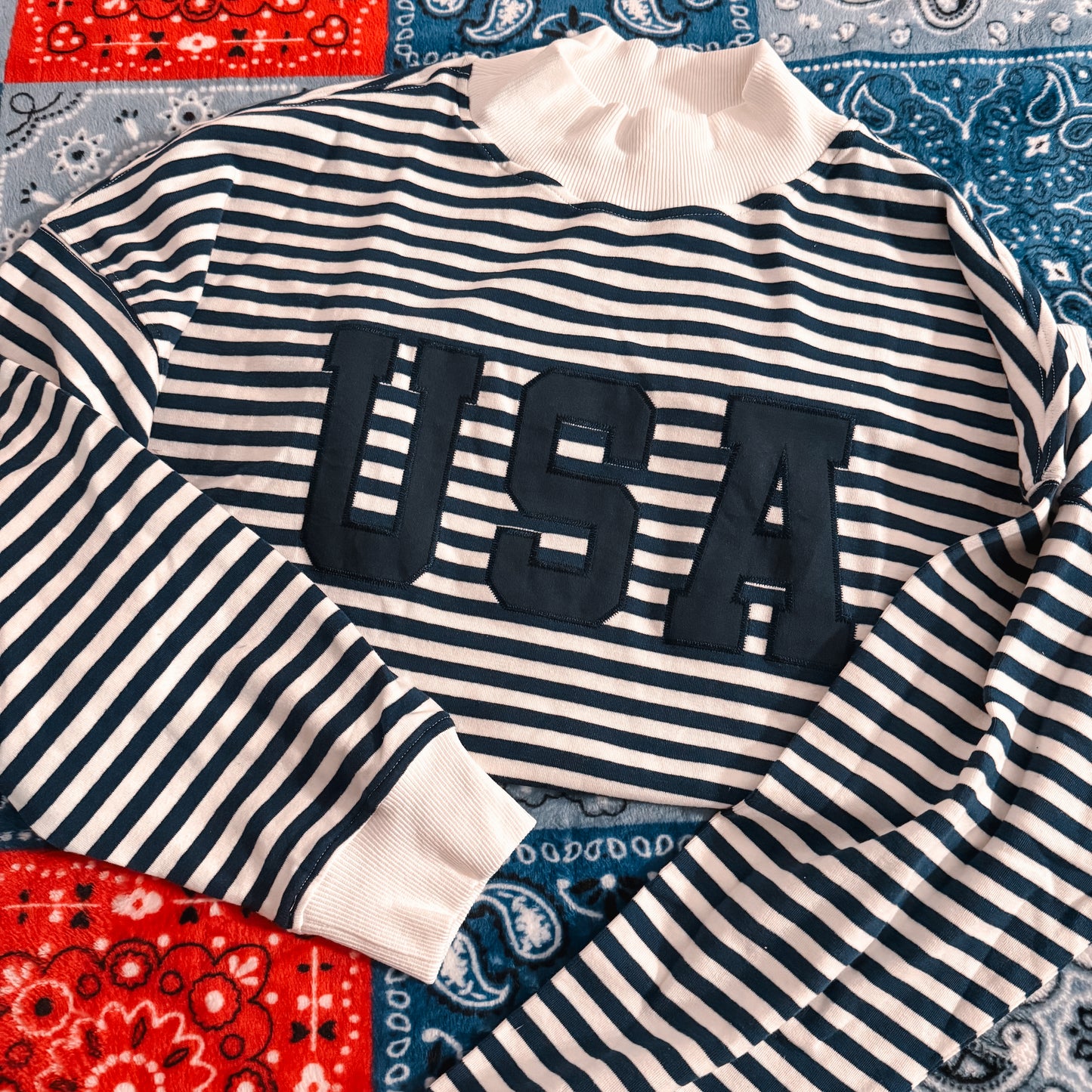 USA Stripe Mockneck