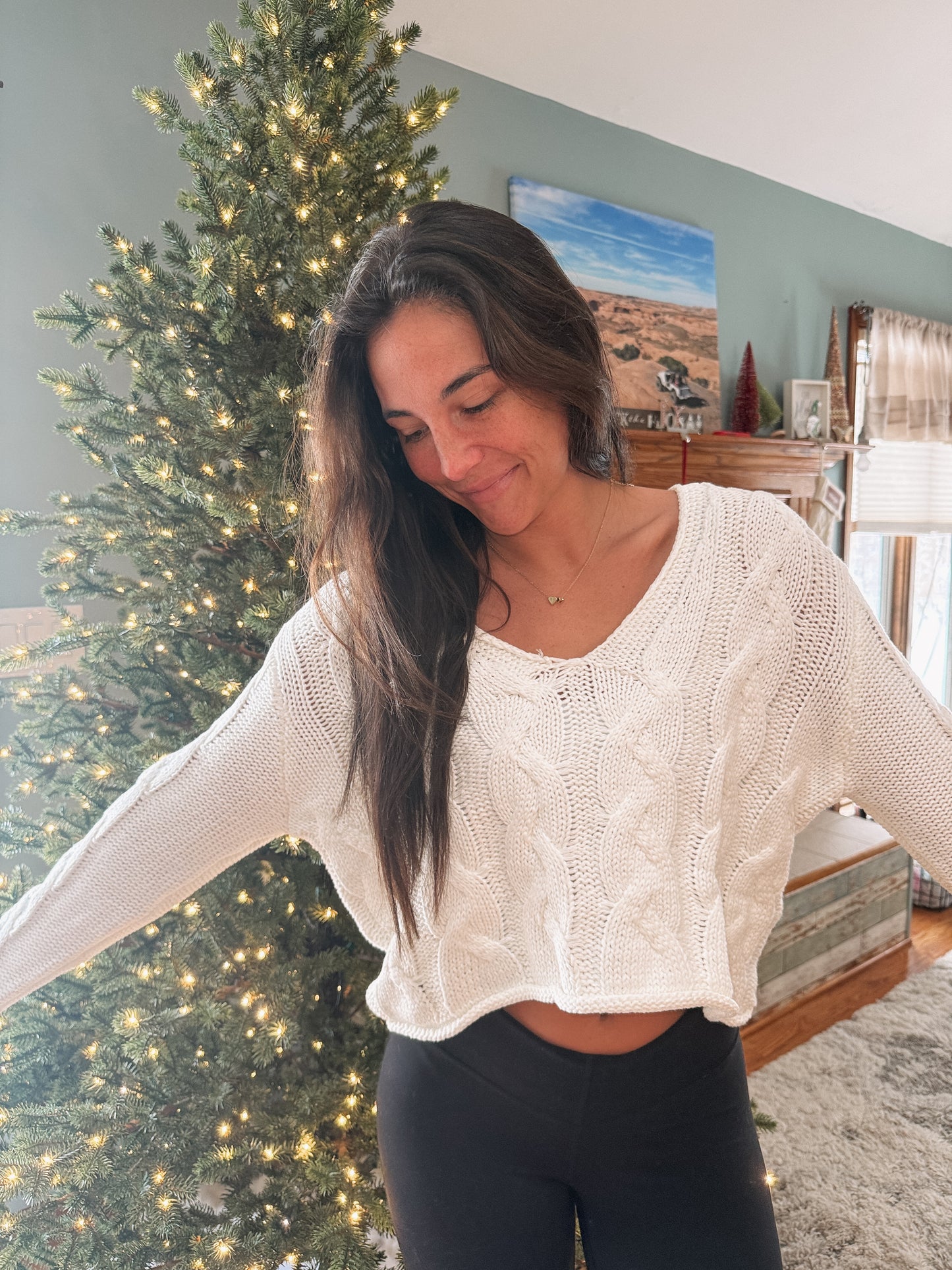 Frosty Cable Knit Sweater