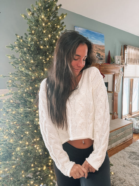 Frosty Cable Knit Sweater