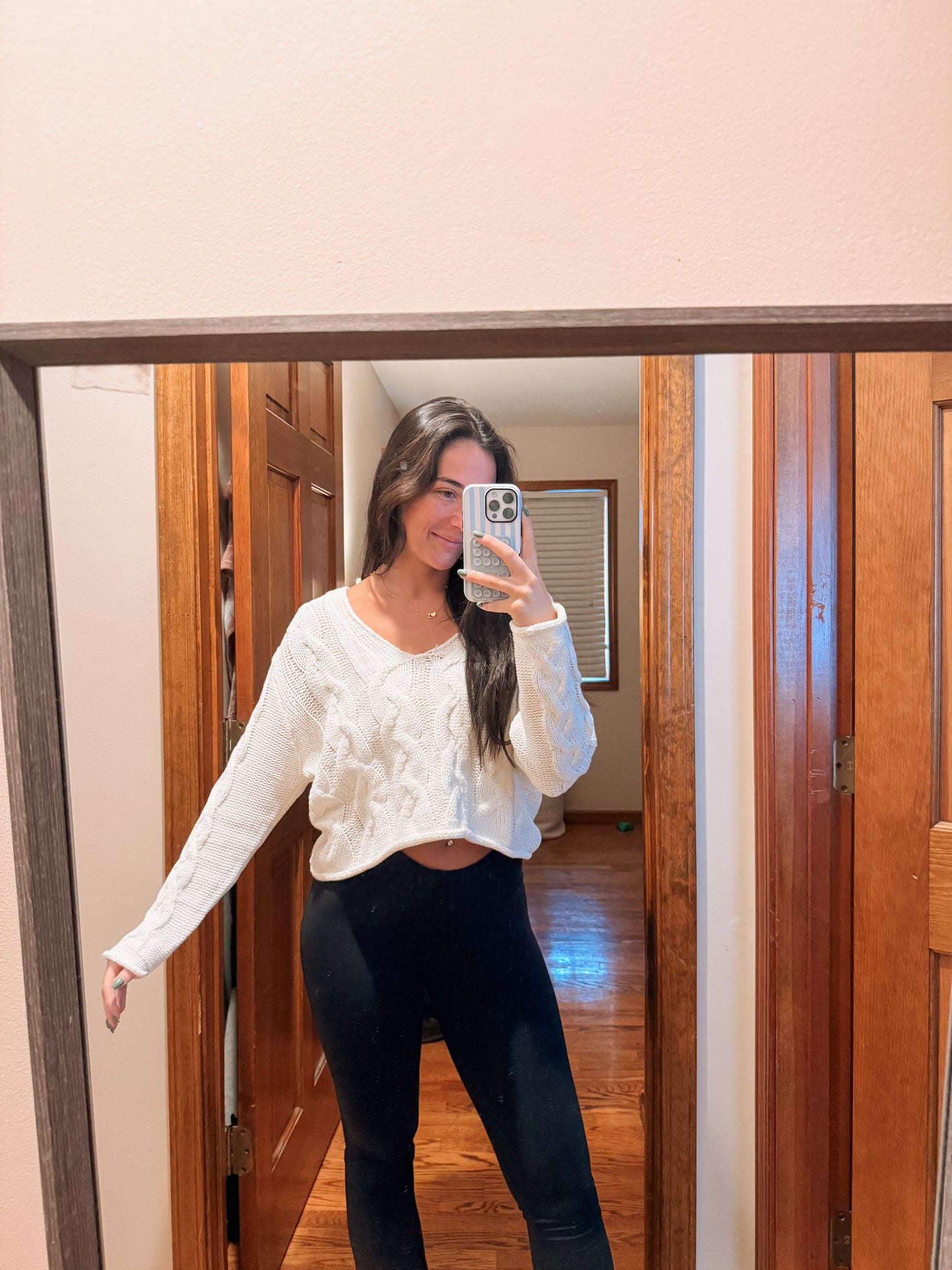 Frosty Cable Knit Sweater