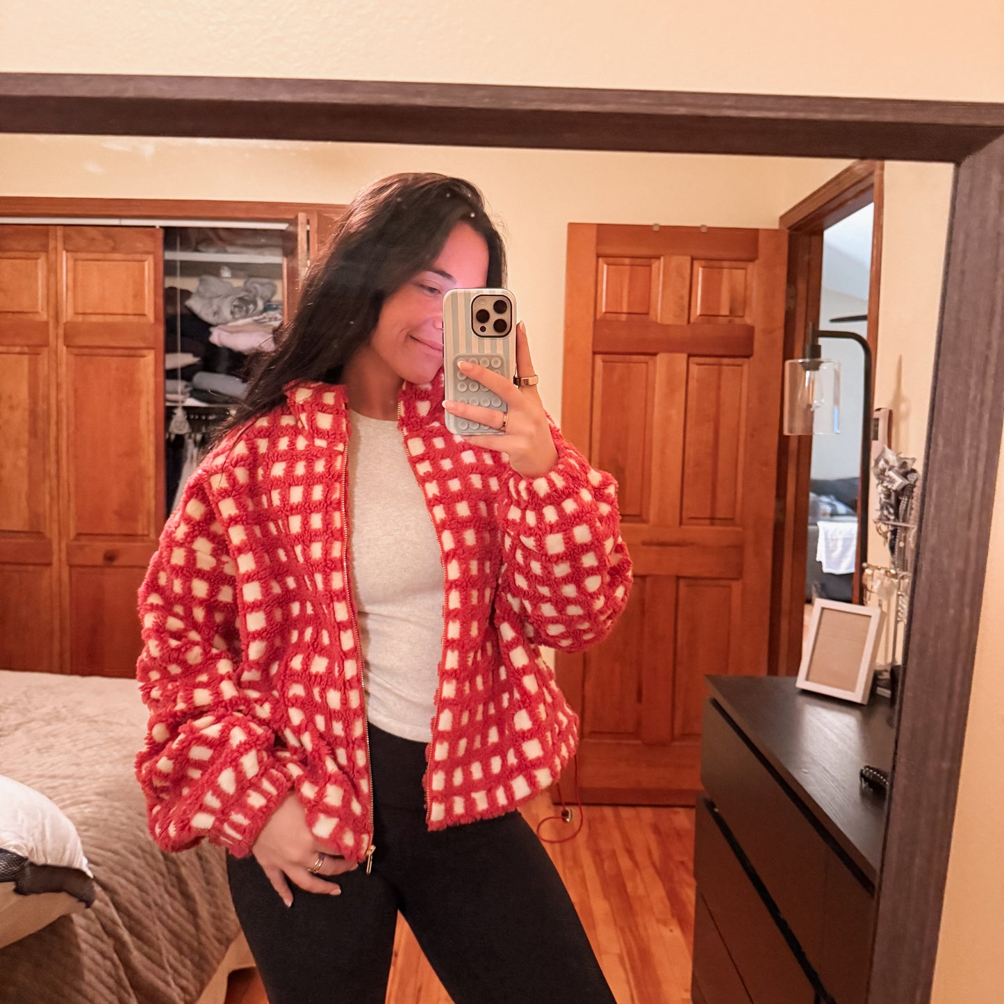 Red Velvet Checkered Sherpa